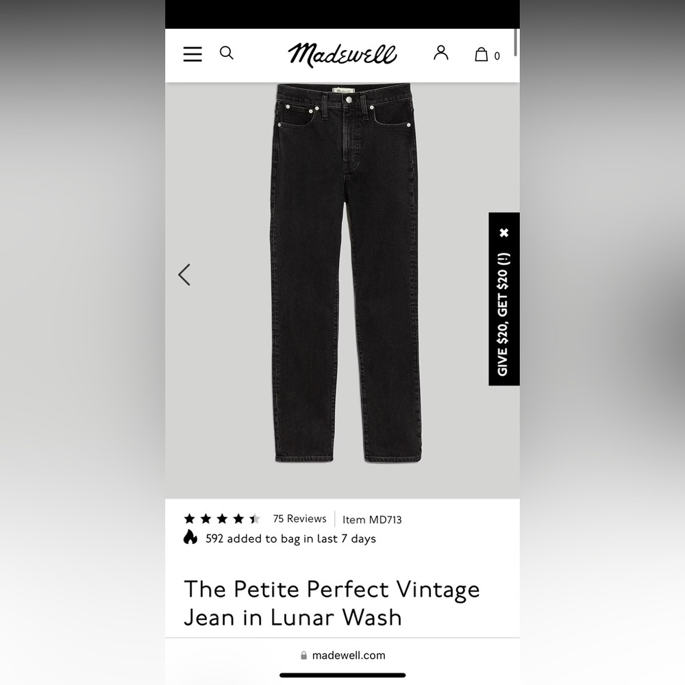 Madewell Petite Perfect Vintage Jean Size 23
